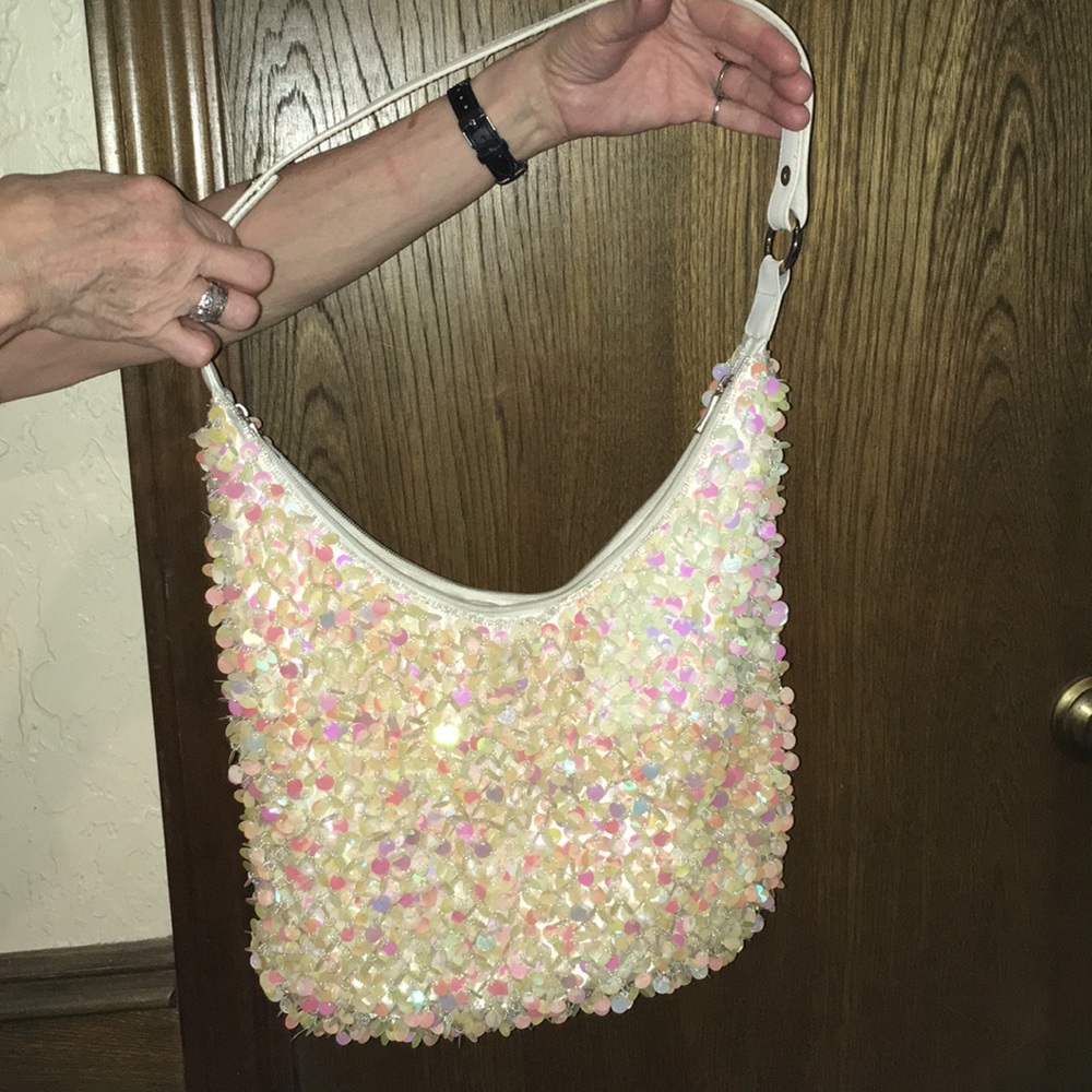 Bonita iridescent purse large sequins and beads